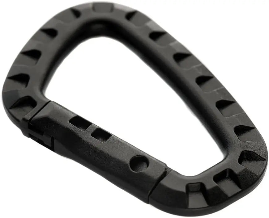 Carvallo 5-pack Taktiska karbinhakar D-form 8,5 × 6 cm | Molle-kompatibla plastklipp med fjädermekanism | Lätta & hållbara för camping, vandring & EDC Carvallo