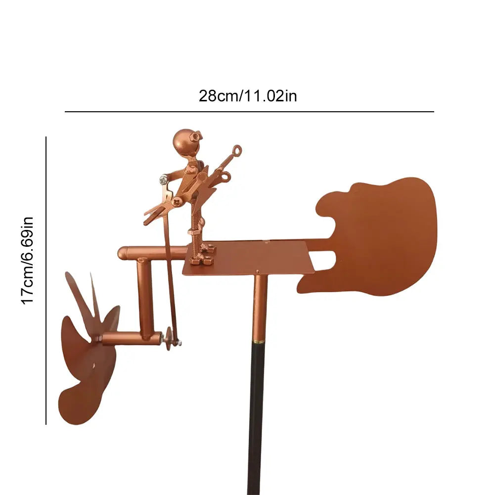 Carvallo Metall Vindspel Gitarr | Handgjord Vindskulptur | Rock Dekor för Trädgård & Terrass | 28 × 17 cm Carvallo