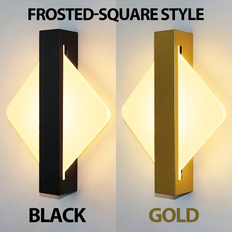 Modern LED Vägglampa med Guldblad Finish – Akryl Väggsconse för Inomhus Sovrum och Vardagsrum Belysning Carvallo