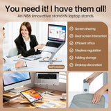 Carvallo Pro | Fällbar Laptopstativ i aluminium | Höjdjusterbar & Ergonimisk | För 10–16" bärbara datorer & surfplattor Carvallo