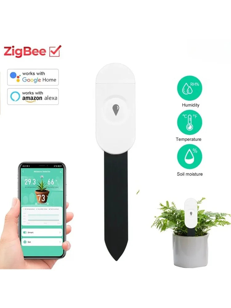 Carvallo Markfuktighetsensor GrowGuard | Zigbee 3.0 | App- & röststyrning | För växtvård & trädgårdövervakning Carvallo