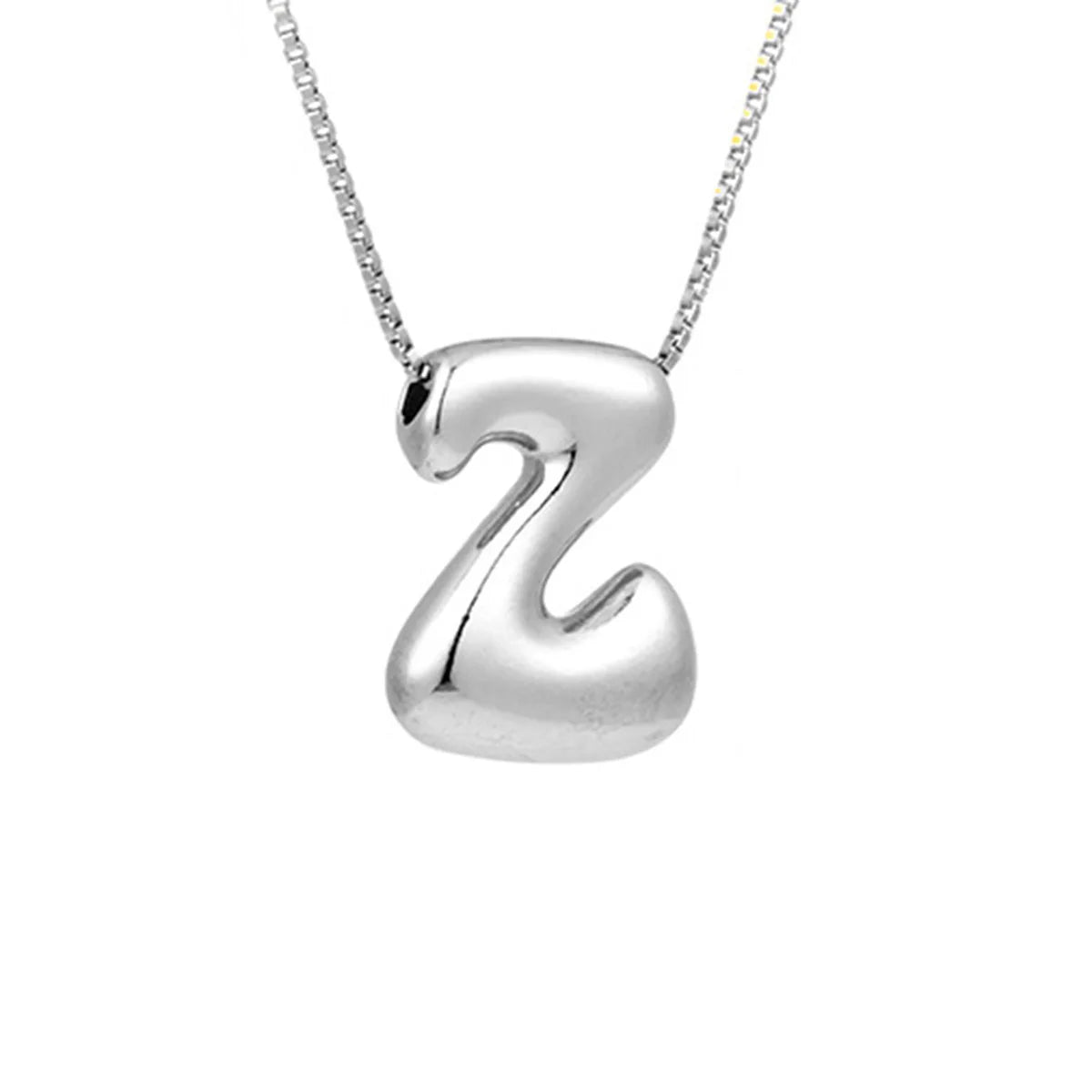 Royelux A-Z Ballong Bubbel Bokstav Hänge Halsband – Silver Chunky Initial Smycken Carvallo
