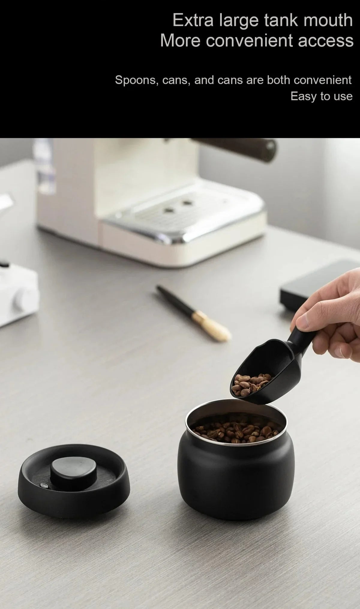 Royallure Stålkontainer med vakuum för kaffe, te och kök Carvallo