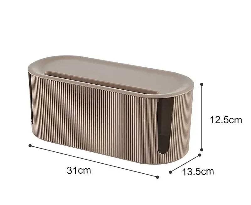 Carvallo kabelhanteringslåda 31×13,5×12,5 cm | Med lock & ventilation | För vägguttag, Wi-Fi-router & laddkablar Carvallo