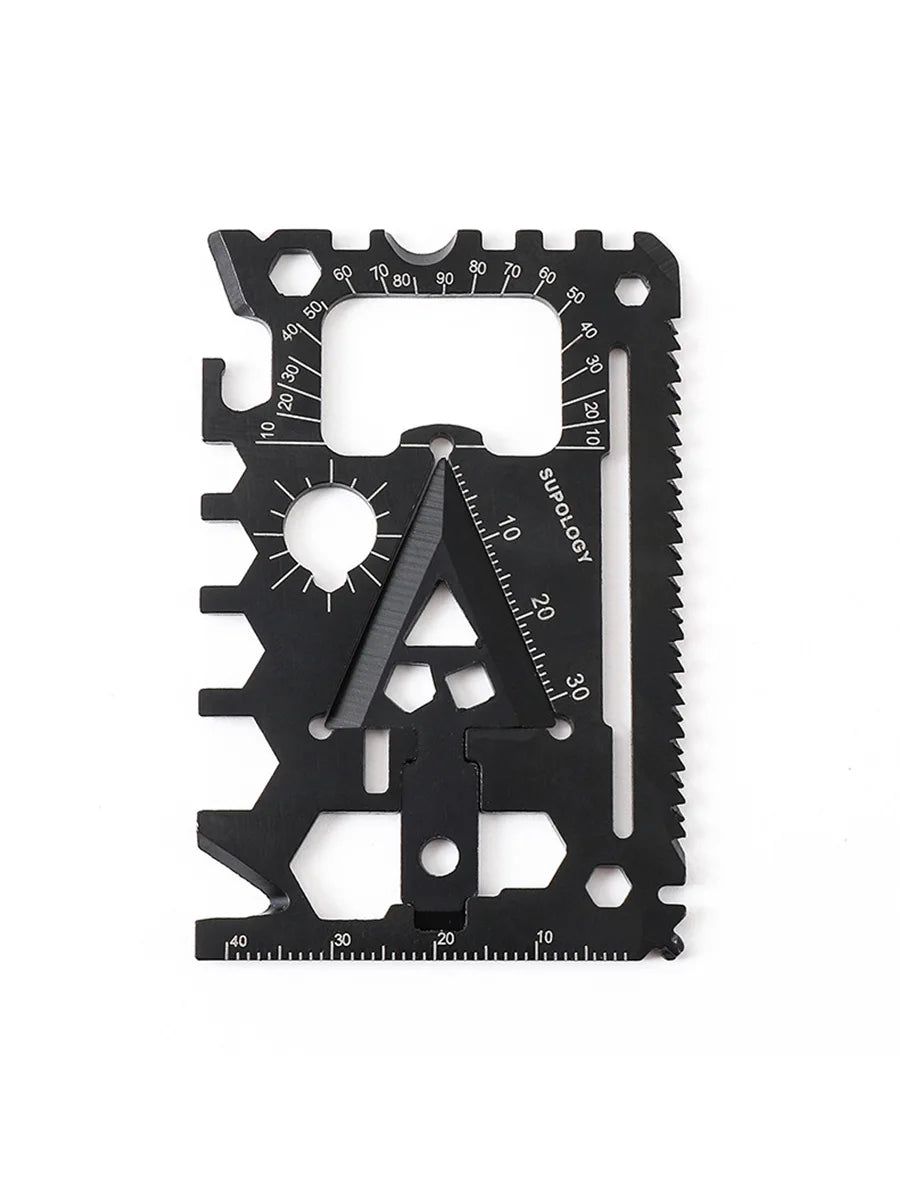 Carvallo Pro 18-i-1 Multifunktions Survival-Tool | Kompakt Utomhuskort med Kniv | 8,5 × 5,2 cm | Rostfritt Stål Carvallo