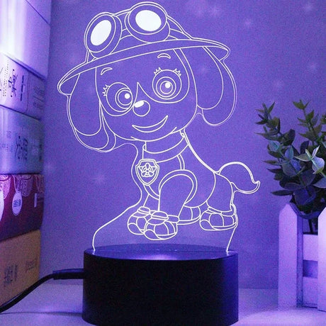 LuxRoyale Paw Patrol Nattlampa för Barn - 3D Tecknad Sängrum Dekor Lampa Carvallo