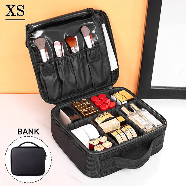 Carvallo Pro Make-up-väska | Bärbar kosmetikorganisatör med fack | För makeupartister, nageldesigners & resor Carvallo