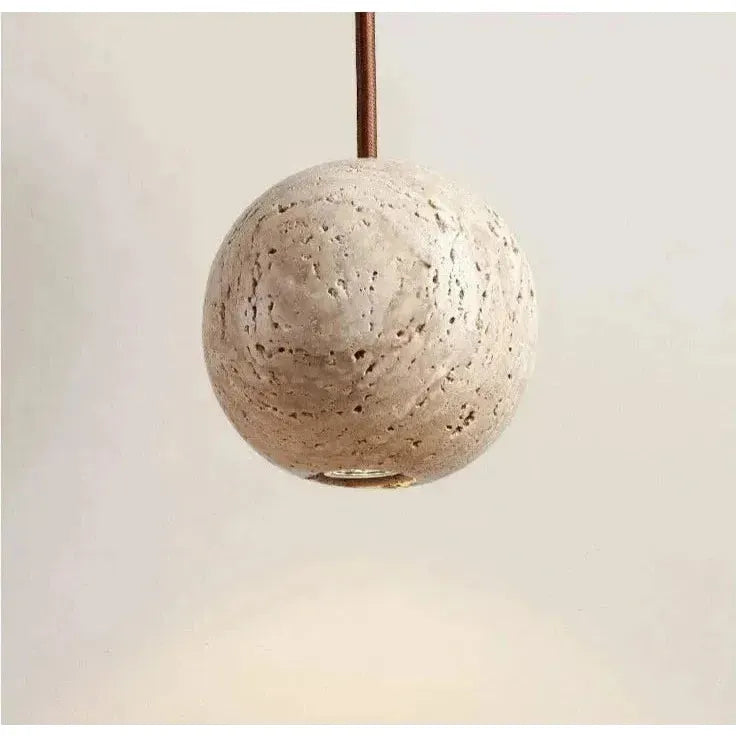Hänglampa av travertin – Minimalistisk rund LED-hänglampa i Wabi-Sabi-stil Carvallo
