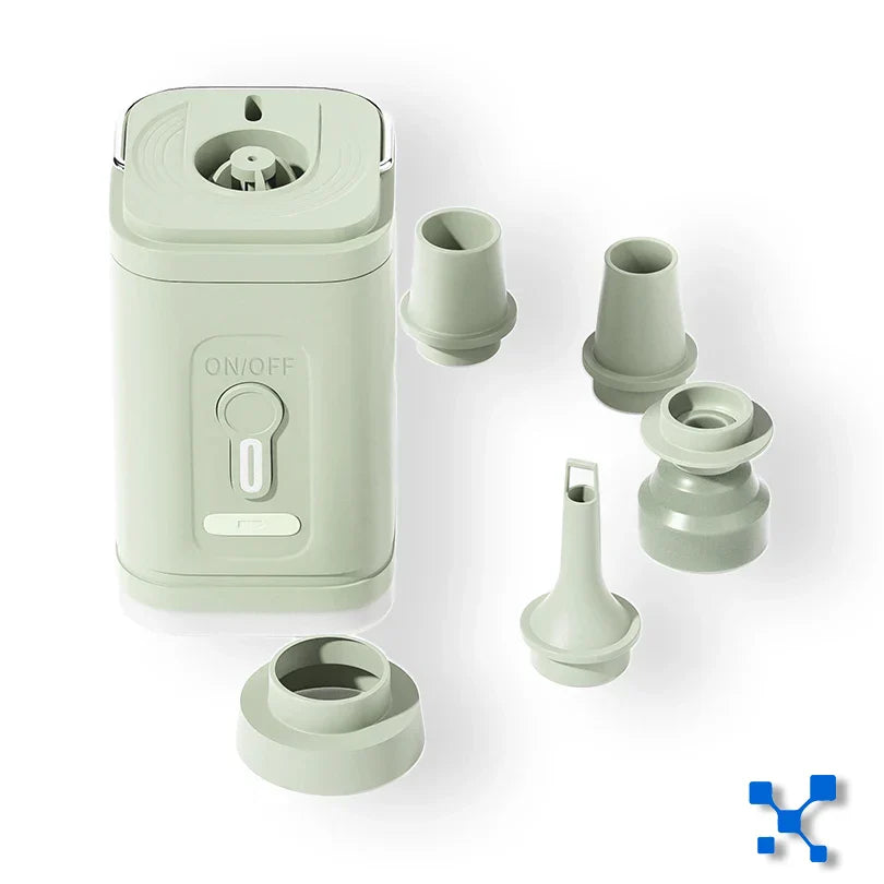 Carvallo Mini Luftpump | Ultra Kompakt & USB-C Uppladdningsbar | 5 Munstycken | 200L/min Effekt Carvallo