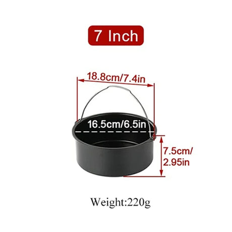 Carvallo Rund Bakform 6/7/8 Tum med Handtag | Non-stick Bakform för Tårtor, Pizza & Airfryer | Stål Bakform med Beläggning | Ugns- & diskmaskinssäker Carvallo