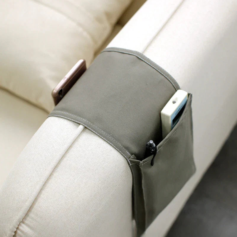 Carvallo Sängorganisator av bomullslinne | Hängande förvaring med fickor | För fjärrkontroll, böcker och tillbehör – ca. 30×20×10 cm Carvallo