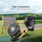 Carvallo-Ventilator BreeziClip | 8-tum | Tyst & Återuppladdningsbar | 10.000 mAh Batteri | För barnvagnar, camping & hem Carvallo
