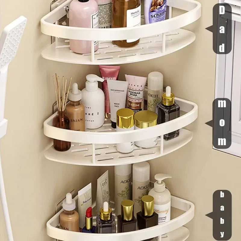 Carvallo Pro | Hörnduschhylla utan borrning | Aluminium | Rostfritt & Hållbart | Badrregal i Svart, Vitt, Silver eller Svart-Guld Carvallo