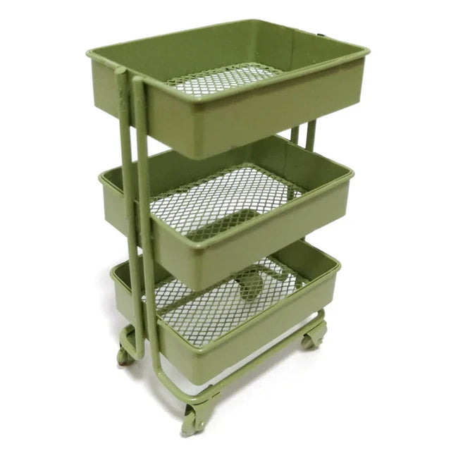 Carvallo-hylla TinyTrolley | Dockhus dekoration med hjul | 3 nivåer | Metall | För böcker & tillbehör Carvallo