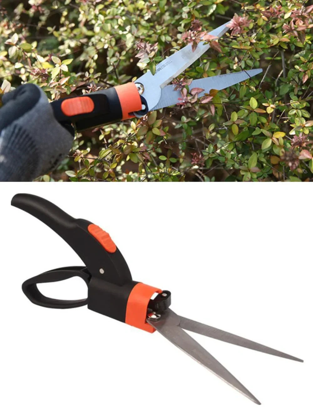 Carvallo EdgeSpin trädgårdssax med 360° svängbart klipphuvud | Precisionssax för gräskanter och rabatter Carvallo