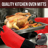 Carvallo Silikon Grillhandskar | Värmebeständig upp till 260 °C | Halkfri & Vattentät | Med bomullsfoder Carvallo