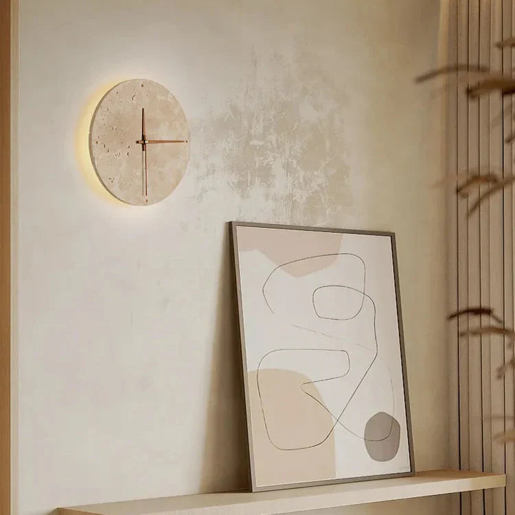 RoyaleGlow Elegant Wabi-Sabi Naturlig Sten Klocka - Tidlös Heminredning Carvallo