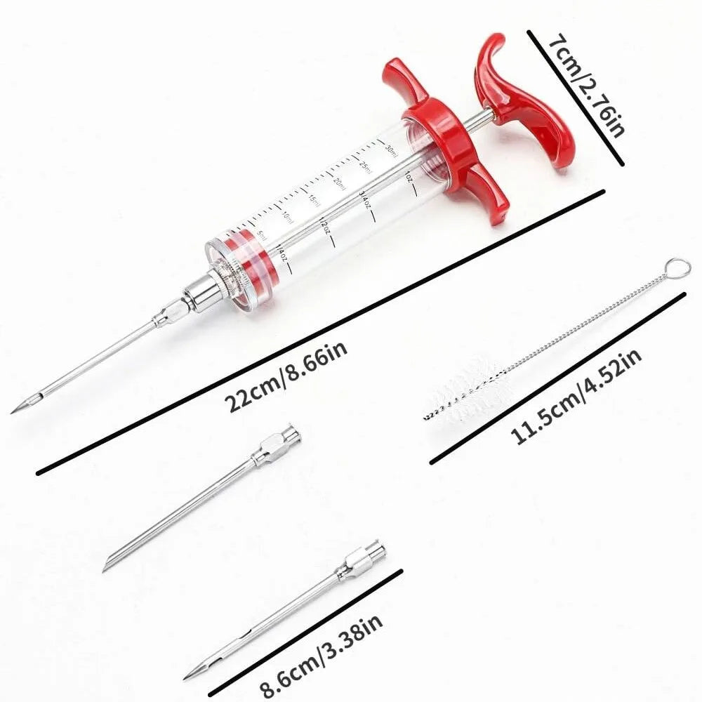 Carvallo Marinadenspruta | Köttspruta för BBQ & stekning | Med rostfria nålar för vätske- & kryddmarinader | 60 ml volym Carvallo
