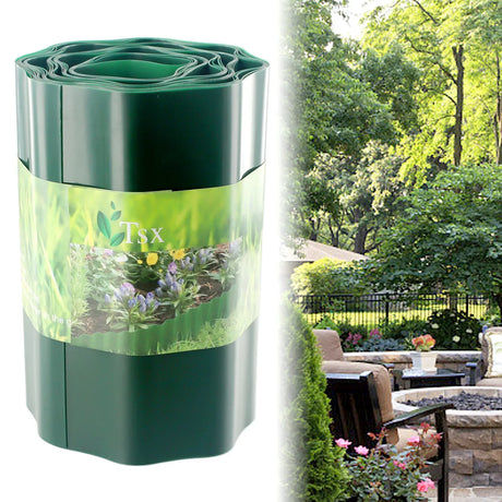 Carvallo Gräskant Flexibel 9 m | Elastisk Rabattering | Väderbeständig & Grön Carvallo