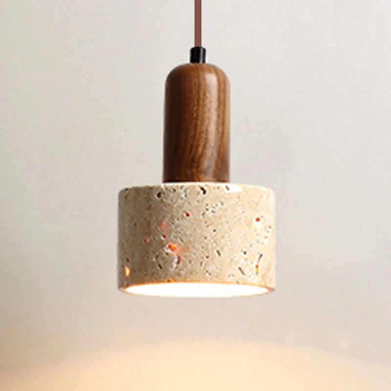 Wabi Sabi Pendellampa – Gul Marmor Belysning för Kök Ö och Matrum, Sladdpendel Design, Hållbart Travertinmaterial Carvallo