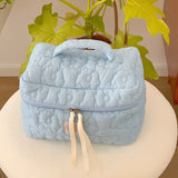 Carvallo Vadderad KosmetiskPåse i Bomull | MakeupPåse med Dragkedja för Damer | Resekulturpåse med Blommönster & Inre Fack Carvallo