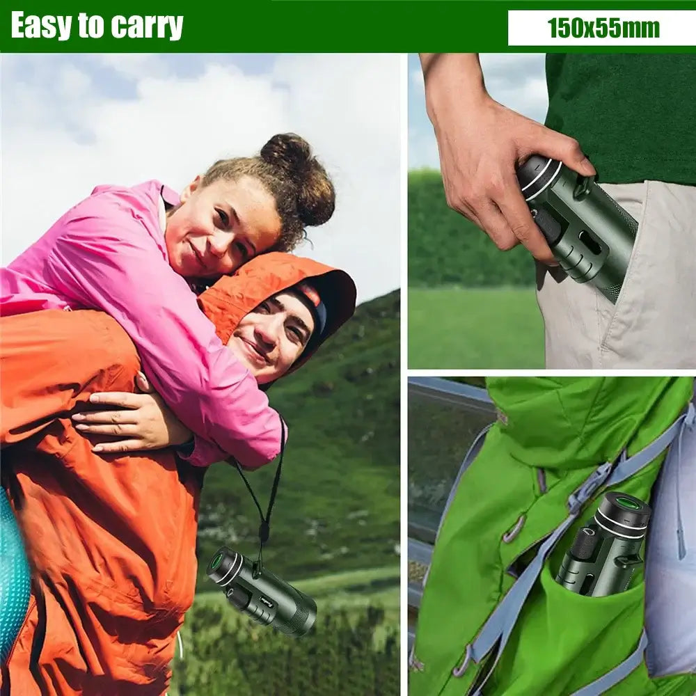 Royallure Bärbar HD Monokulärteleskop med Smartphonehållare och Stativ Carvallo