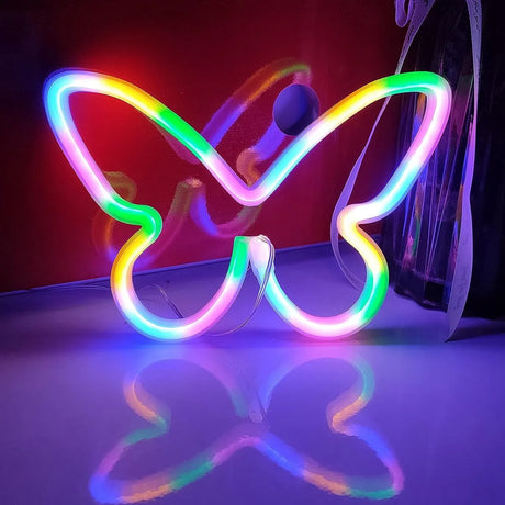 GlowWings - LED Fjärilslampa, Färgglad Neon Dekoration för Barnrum och Sovrum Carvallo