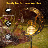 Carvallo Solar Trädgårdslampa med Måne & Fe | Sprucken glas-kula | IP55 Vattentät | Romantisk Deko för Väg & Rabatter Carvallo