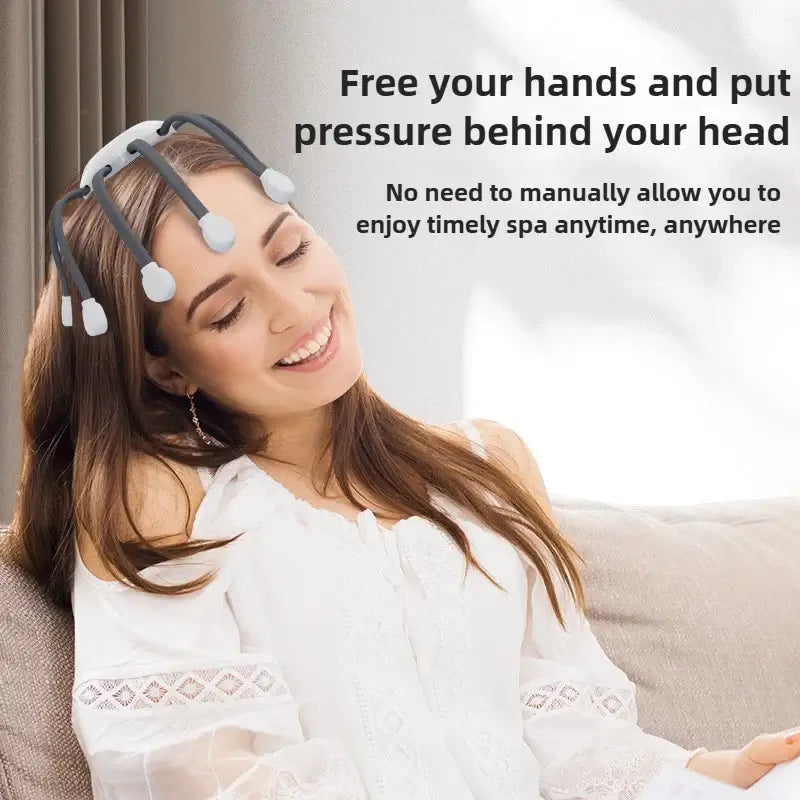 Royallure Elektrisk Huvudmassager – Migränlindring, Huvudbottenstimulator, Trådbunden & USB-ström Carvallo