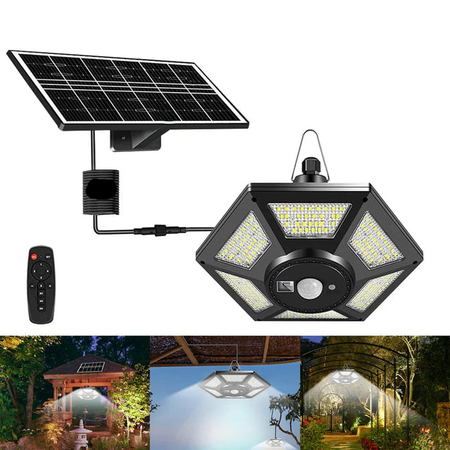 Carvallo | 228 LED Soltaklampa | 360° Ljusvinkel | Med fjärrkontroll & rörelsesensor | 4400mAh batteri Carvallo