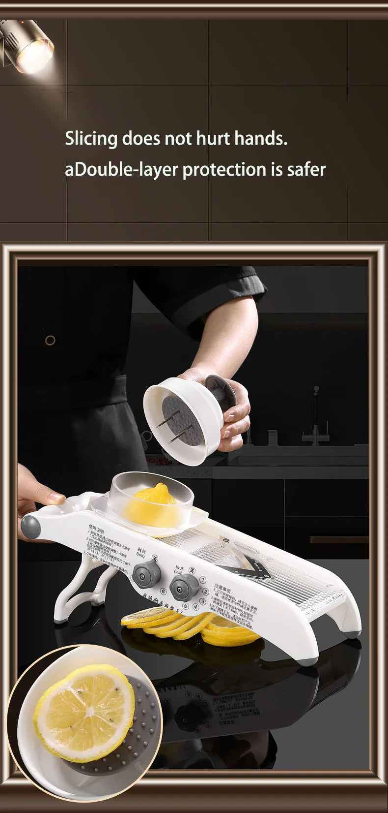 Carvallo Multifunktionell Grönsaksskärare med Uppsamlingbehållare | Citronrivare & Hyvel för Frukt, Potatis & Morötter | Justerbar Blad & Fingerskydd Carvallo