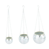 Carvallo Disco växtupphängare | Retro växtbehållare med spegelboll | För inomhus & utomhus | Handgjord med kedja & träring Carvallo