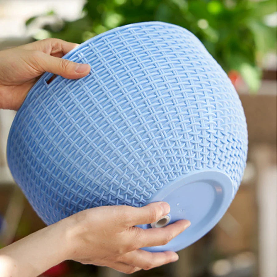 Carvallo Bloom Hängande kruka | Europeisk stil | Skalmönster & Rattanutseende | För trädgård, balkong & inomhus Carvallo