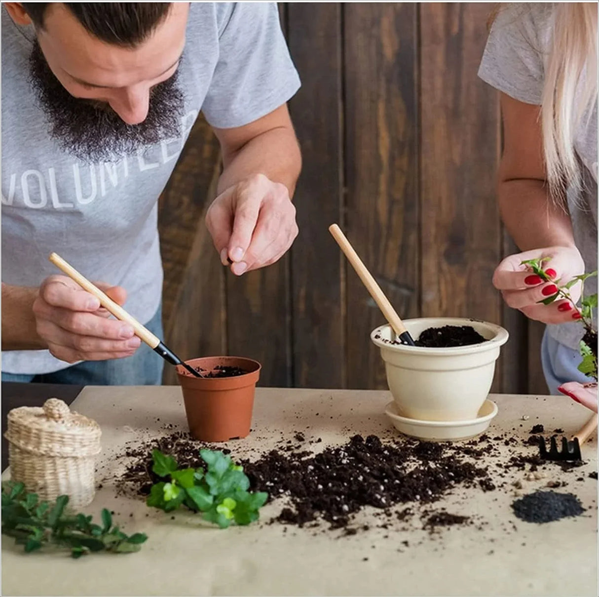 Carvallo Mini Trädgårdsverktygset | Idealiskt för Suculenter & Bonsai | Ergonomisk & Robust | Trä & Stål Carvallo