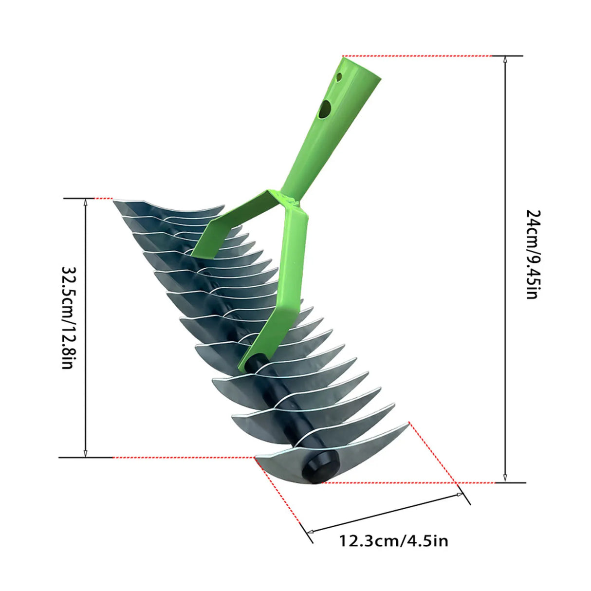 Carvallo Rechenkopf | Gräsvertikaler i rostfritt stål | Böjda tänder | För mossa, löv & jordvård Carvallo