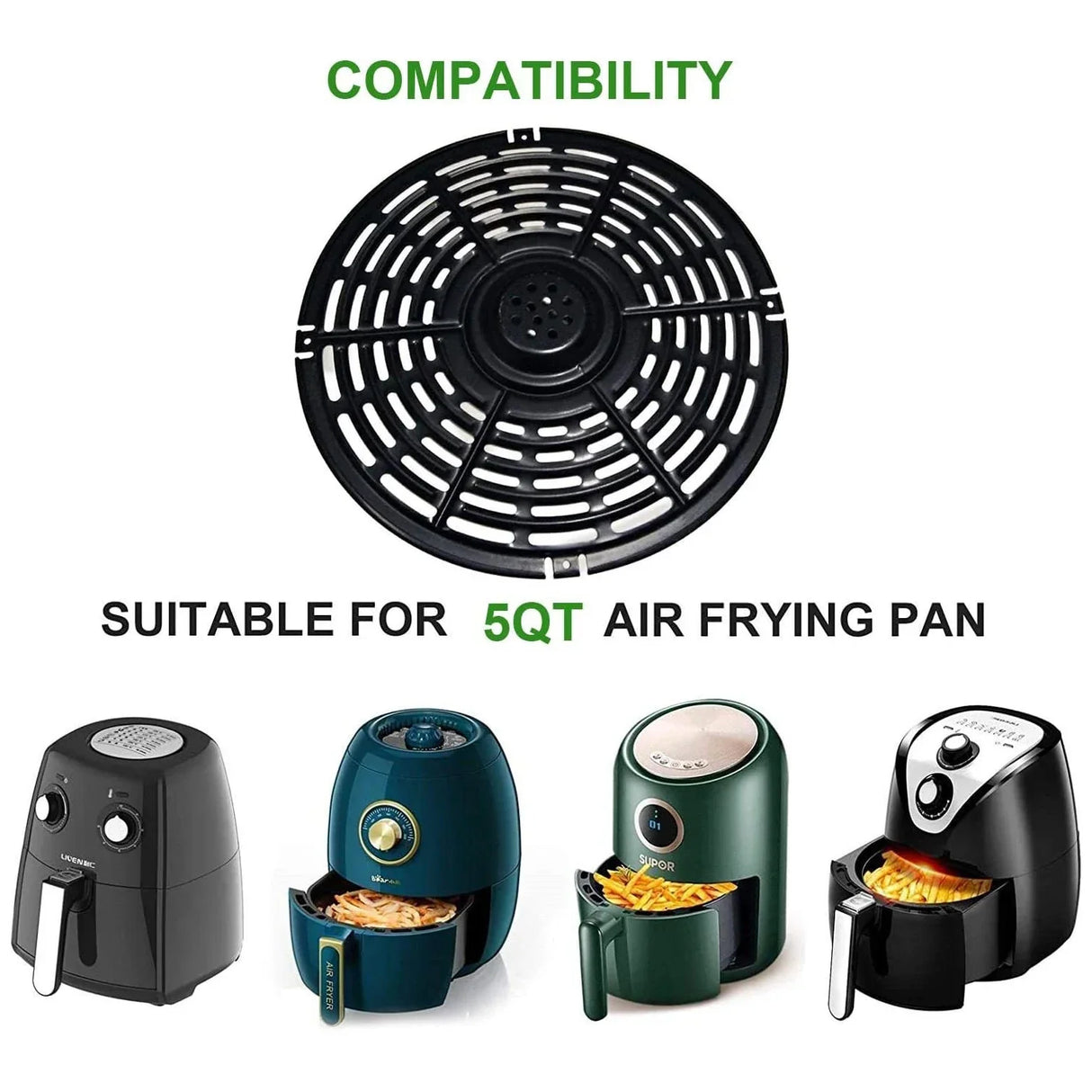 Carvallo Ersatz-grillpanna för varmluftsfritös | Non-stick & diskmaskinssäker | I olika storlekar | För pommes frites, kött & grönsaker Carvallo