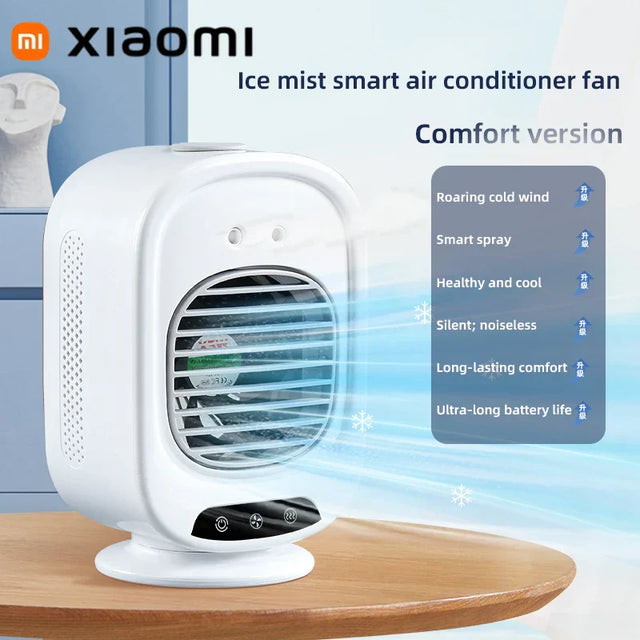 Carvallo Coolivia BreezeLight | 3-i-1 Mini-klimatanläggning, fläkt & luftfuktare | Med LED-stämningsljus & USB-anslutning Carvallo