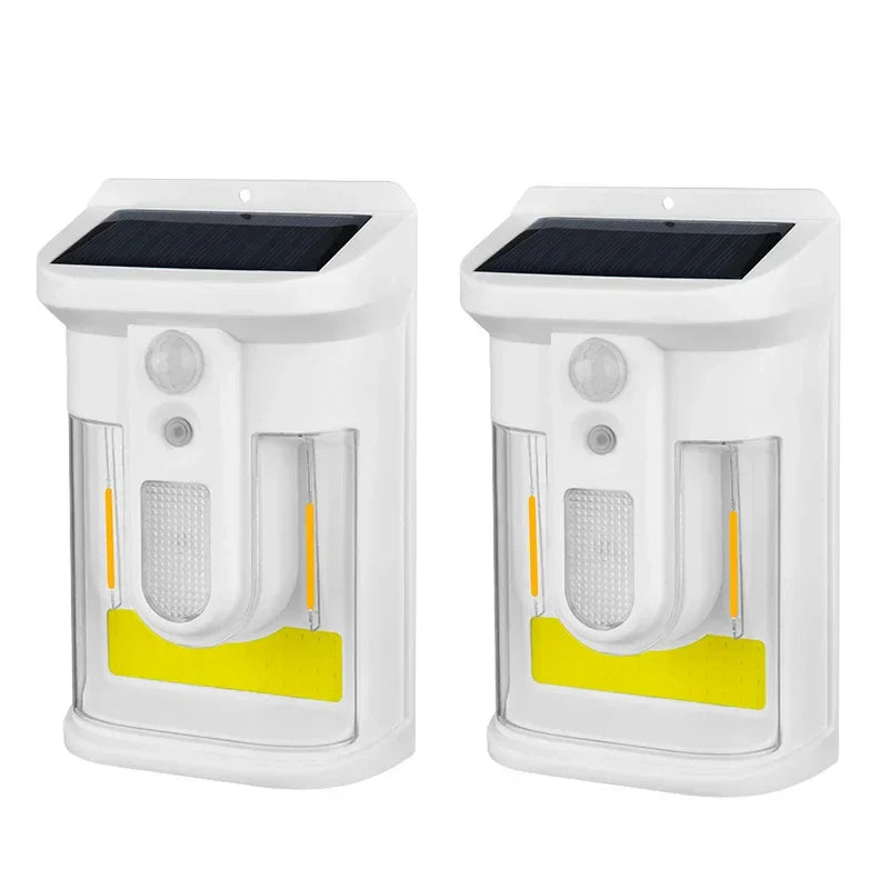 Carvallo Solar Vägglampa med Rörelsesensor | 3 Ljuslägen | IP65 Vattentålig | Varmt Flammigt Ljus för Trädgård & Gårdsplan Carvallo