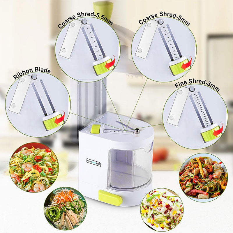 4 i 1 Rotera Skärblad Grönsak Spiralizer Nudelmaskin Med Suga kopp Carvallo