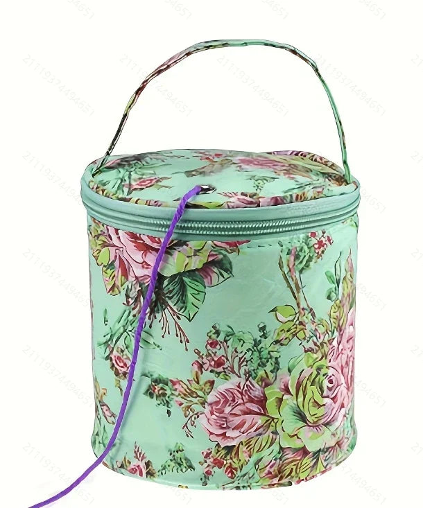 Carvallo Garn-väska | Cylindrisk ullpåse i polyester | Kompakt & Bärbar | För virknings- & sticktillbehör Carvallo