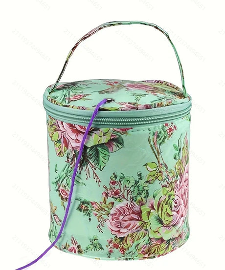 Carvallo Garn-väska | Cylindrisk ullpåse i polyester | Kompakt & Bärbar | För virknings- & sticktillbehör Carvallo