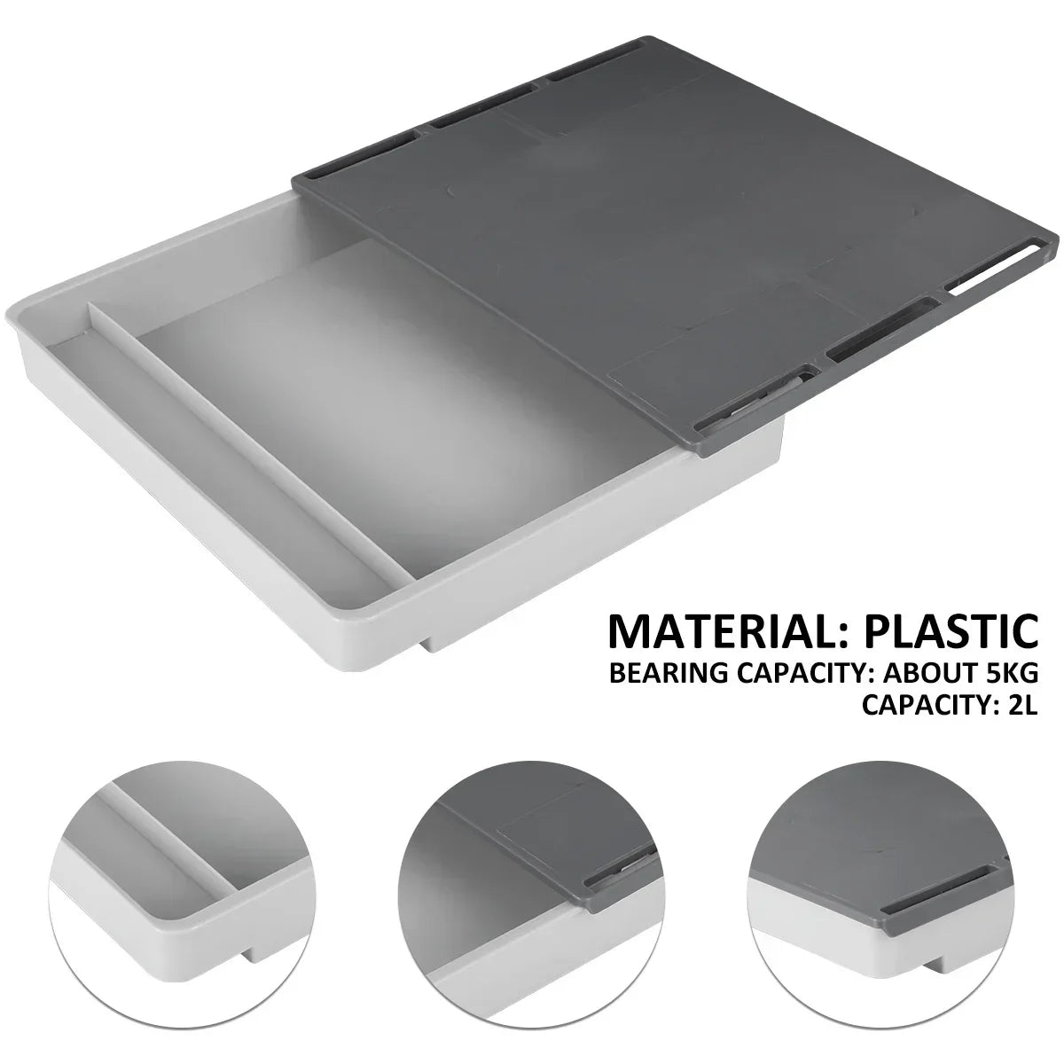 Carvallo Låda för lådor | Självhäftande & Osynlig | Under-bord Organizer för Kontor & Hem | 2L Förvaring Carvallo