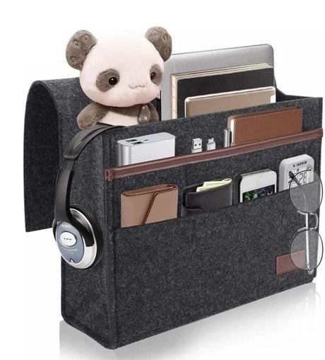 Carvallo Filz-säng-organisatör för upphängning | Praktisk förvaring vid sängen eller soffan | Hängande väska för surfplatta, fjärrkontroll & tillbehör Carvallo