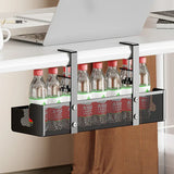 Carvallo Kabelmanagement Under skrivbordet | Metallhylla utan borrning | Kabelhållare & organiserare för kontor & kök Carvallo