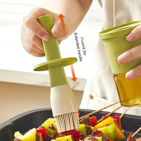 Carvallo Ölspender med silikonpensel | Värmebeständig & dammskyddad | 2-i-1 flaska för olja, såser & marinader | 300 ml Carvallo