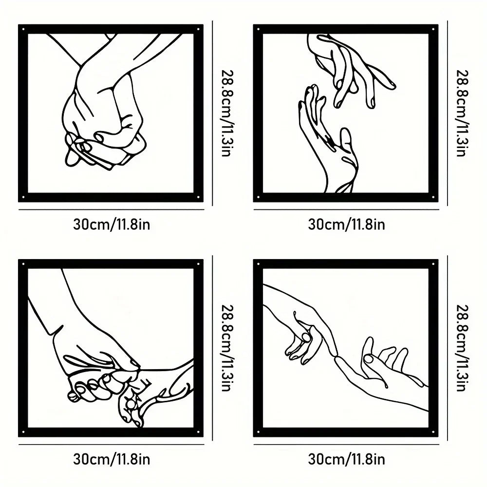Connected Hands Metallväggdekoration – Minimalistisk och Enande Carvallo