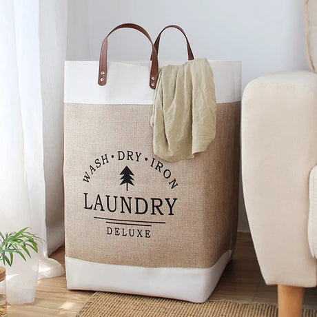 Rayvia Tvättkorg - Chic Design med Hållbara Läderhandtag Carvallo