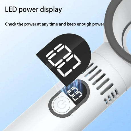 Carvallo Bladeless Handfläkt med Digitaldisplay | 100-Stegs Vindkraft | USB-laddning & 3000mAh Batteri | Bärbar Turbofläkt Carvallo