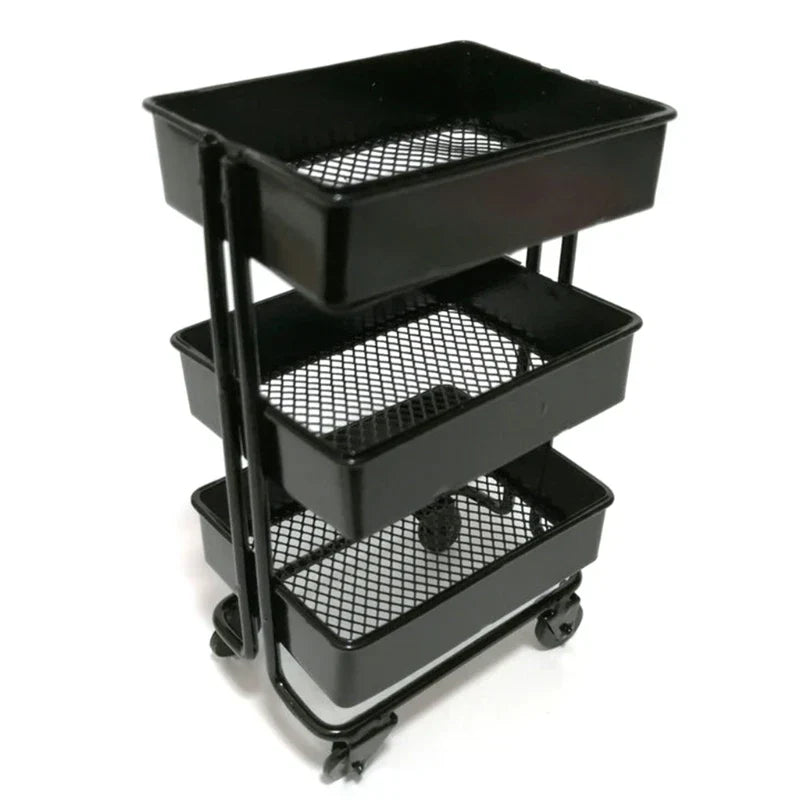 Carvallo-hylla TinyTrolley | Dockhus dekoration med hjul | 3 nivåer | Metall | För böcker & tillbehör Carvallo