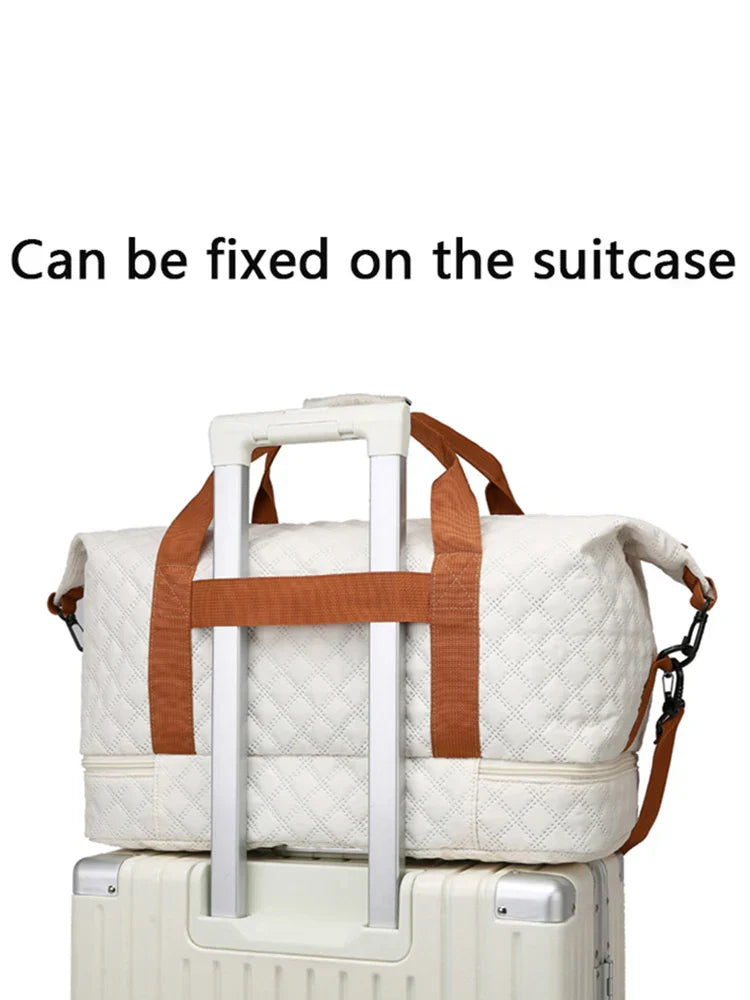 Carvallo resväska med skofack | Stort utrymme & argyle-design | Weekender i nylon för sport, korta resor & vardag Carvallo